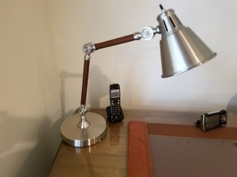 Wood & Chrome Adjustable Desk Lamp