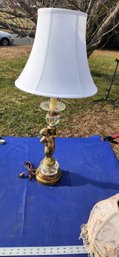 Brass Cherub Table Lamp With Shade