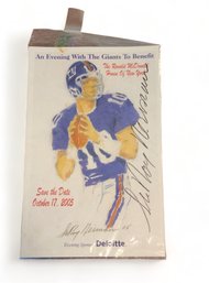 Signed Leroy Neiman Save The Date Card ~ NY Giants #10 ~ Eli Manning, Oct 2005