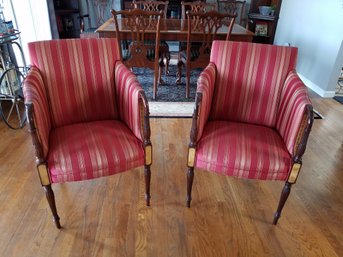 Beautiful Pair Of Southwood 18th Century Sheraton Style Accent Chairs