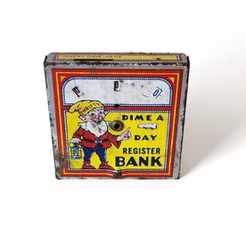 Vintage Tin Thrifty Elf Dime Coin Bank, C1950s