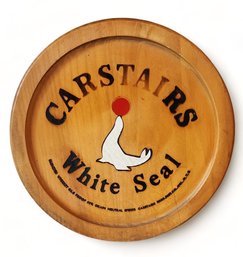 Wooden Carstairs White Seal Whiskey Pub Bar Tray  12 Inches Diameter