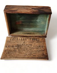 Antique Wood Eberhard Faber Lumber Crayon Box With Lid