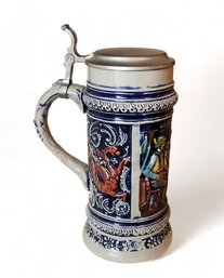 20th Century Gerz Porcelain German Lidded Beer Stein