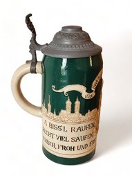 20th Century German Lidded Porcelain Beer Stein