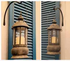 Pair Of Metal/ Lanterns By Smith Hawkins