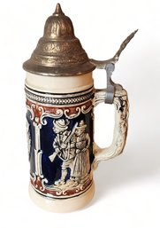 20th Century Western German Lidded Porcelain Beer Stein