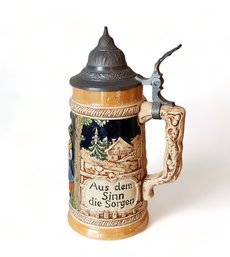 20th Century German Lidded Porcelain Beer Stein