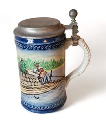 20th Century German Lidded Porcelain Beer Stein