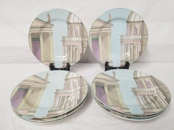 Eight 1995 Habitat Americana 'Neo Classic' Omnibus By Fitz & Floyd Luncheon Plates