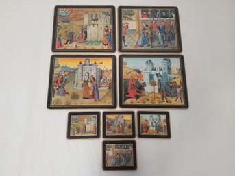 Vintage Lady Clare 'romance Of The Rose' Hand Crafted Table Mats & Coasters - Made In Lutterworth England