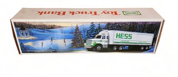 Vintage Hess Toy Bank Tractor Trailer Semi Truck, NIB With Barrels