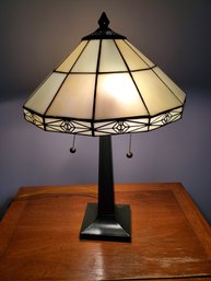 Tiffany Style Mission Design 2-light Table Lamp - Brown - Works!!