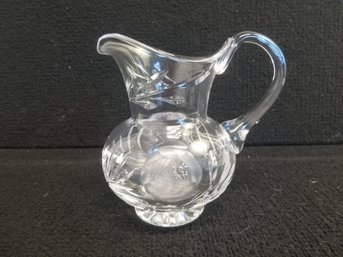 Beautiful Vintage Heavy Cut Crystal Etched Pitcher