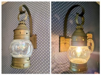 A Pair Of Vintage Wall Mounted Brass Carriage Lamps - Rare