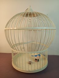 Round Decorative Birdcage With Faux Bird Inside