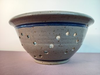 Blue Pottery Bowl Colander
