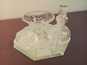 Waterford Crystal Vanity Set With Mirror