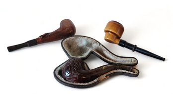 Set 3 Antique Smoking Pipes ~ One With Case ~ Riviera Dr. Grabow