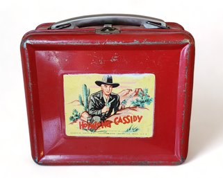 Early 1950s Hopalong Cassidy Red  Childs Lunch Box With Original Thermos