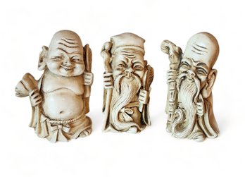 Set 3 Small Chinese Carved Resin Netsuke Immortals Figurines