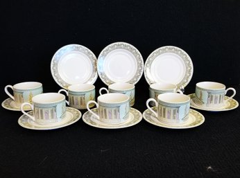 Vintage Fritz & Floyd Omnibus Neo Classic Cups & Saucers -  16 Pieces