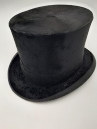 ANTIQUE 19th Century Flocked Silk Tophat- Very Good Condition