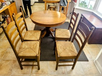 Four Well Built Ladderback Dining Chairs With Rush Seats In Beautiful Condition