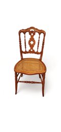 Antique Light Walnut Victorian Caned Seated Chair, C1890