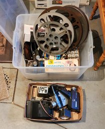 Misc Lot Vintage Hand Held Movie Camera. Reels, Bulbs, Cameras ~ Keystone ~ Kodak