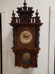 SUPERB Antique Victorian Era Walnut Wall Clock