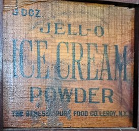 Vintage  Wooden Jello-o Ice Cream Powder Sign