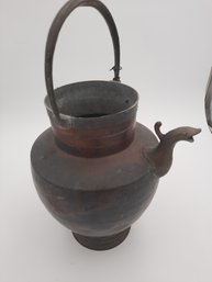 Large Antique Copper Kettle With Anthropomorphic Spout