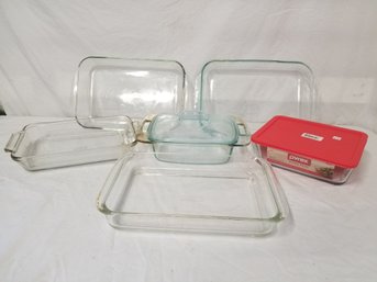 Six Glass Pyrex Dishes