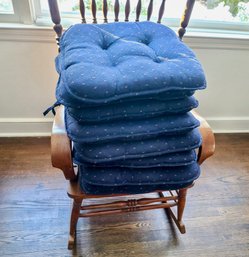 6 Royal Blue With Red Accent Pillows For Dining Room Chairs