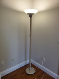 Vintage Torchiere Off White Roman Column Themed Floor Lamp With Glass Shade - Works