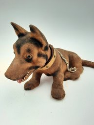 Large Vintage Flocked Velvet German Shepherd Nodder