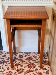 Antique New England Oak Stand/Side Table With Open Shelf In Light Honey Stain