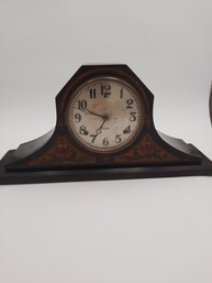 Antique Gilbert Mantel Clock With Burnished Marquetry Case