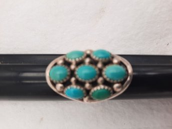 Vintage ZUNI INDIAN Turquoise And Sterling Silver Pairpoint Ring