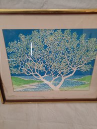 Vintage Mid Century Modern HENRY PIERCE Watercolor- Vibrantly Colored Tree