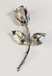 Beautiful Silver Tone Rose Pin/ Brooch