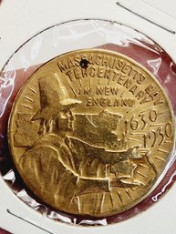 1930 Massachusetts Bay Tercentenary Souvenir Token  Medal Coin Gold Platted Copper