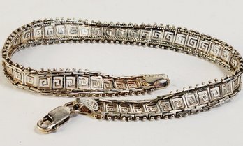 UNIQUE Vintage Sterling Silver Rail Road Link/ Greek Key Chain Link Bracelet