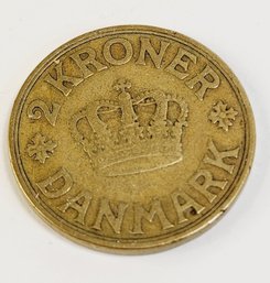 ANTIQUE 1926 2 Kroner Coin Denmark -  King  Christian X  - Copenhagen Mint