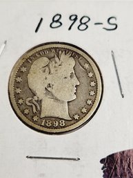 Rare..1898-s Barber Silver Quarter(rare Date And Mint Mark)