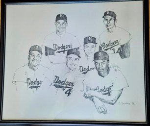 Vintage Dodgers Illustration By Bernie Fuchs, 1992