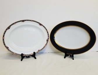 Vintage Fritz & Floyd Renaissance &  Alfred Makin Floral Rim 14.5' Oval Serving Platters