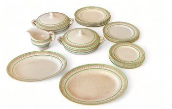 Antique 19th Century Worcester Burslem Green & White 22 Misc Pcs Porcelain Dinnerware ~ Till & Sons, 1890