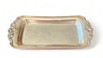 20th Century Baroque Pattern Decorative  Silverplate Tray By Wallace Silver, 1980s ~ 13.5 X 6.5 Inches.